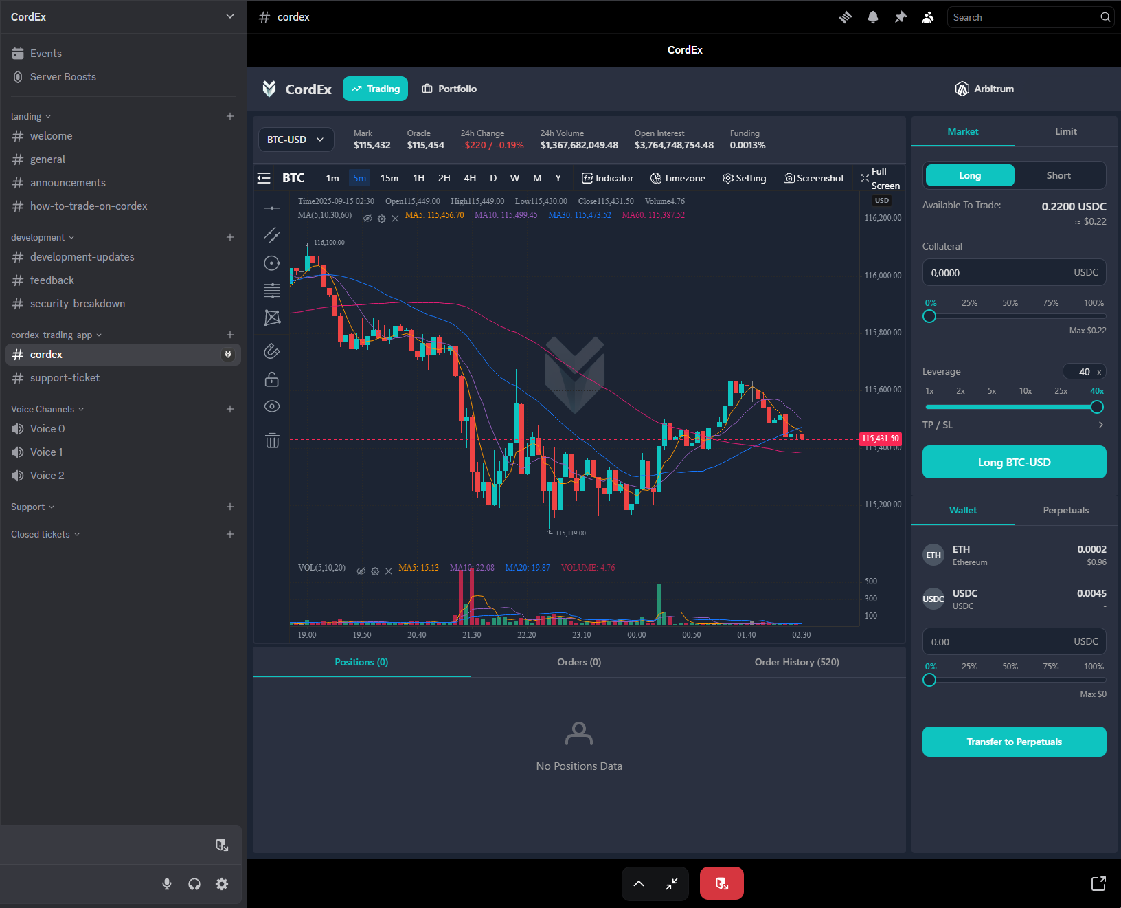 CordEx trading terminal